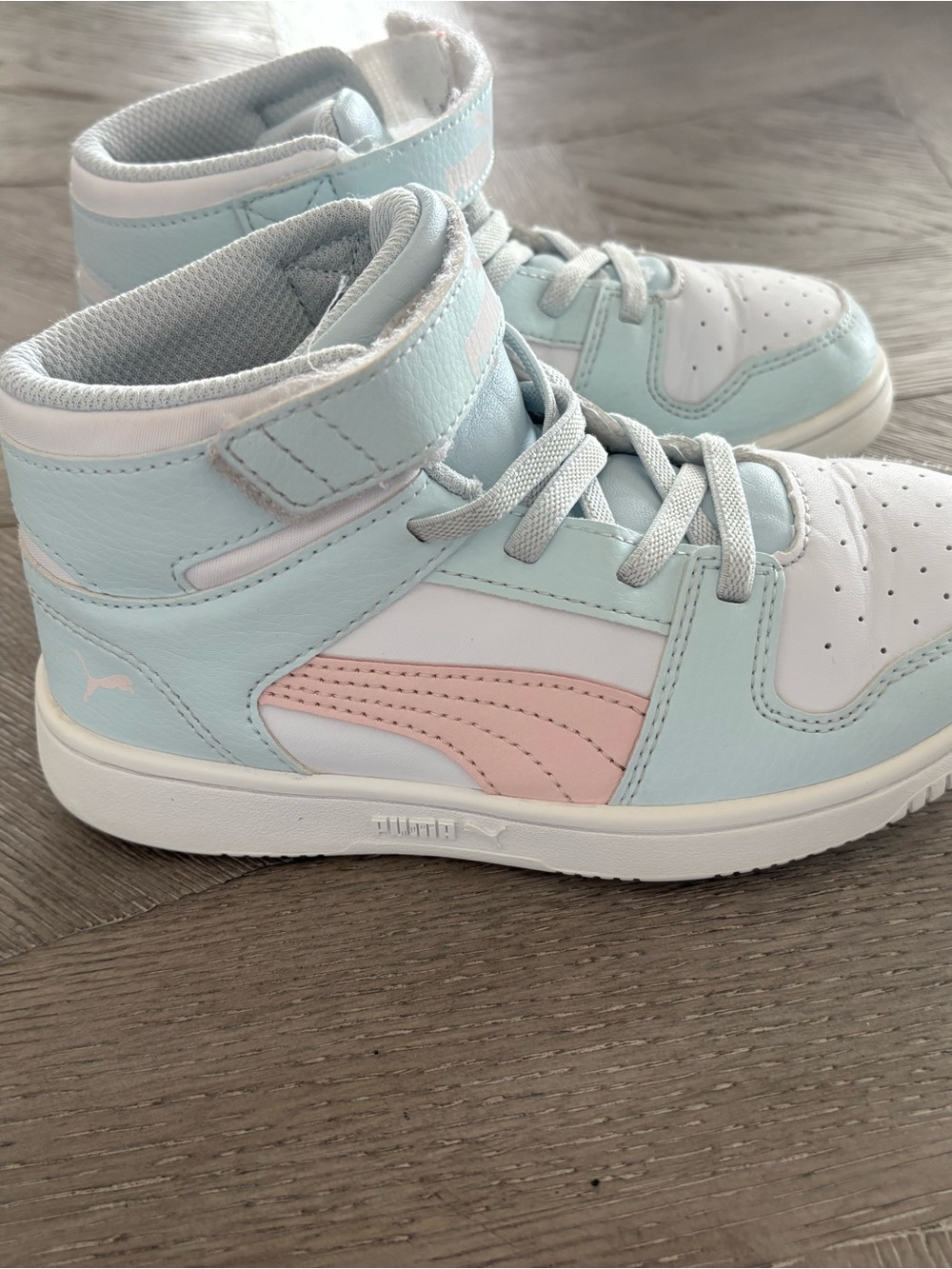 Puma Kids High-Top Sneakers - Light Blue & Pink